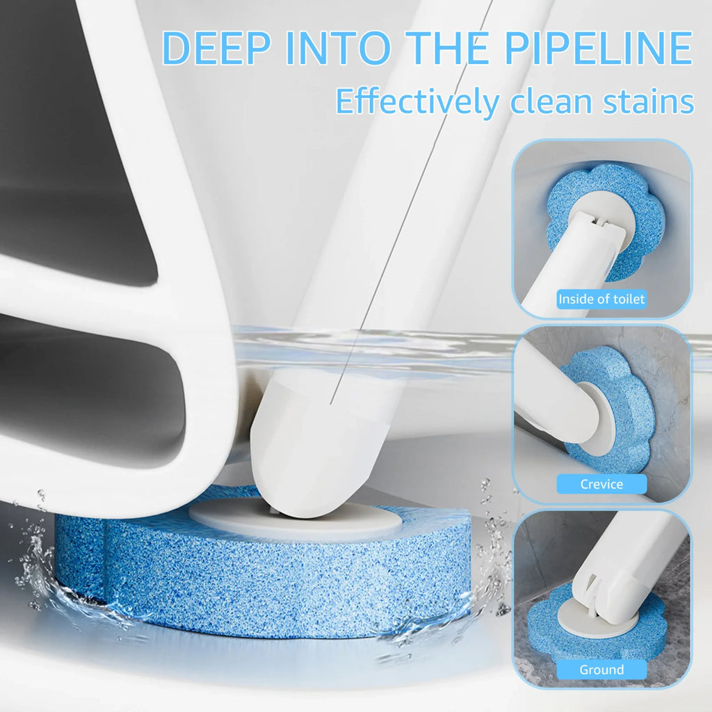 Velroxa Touch-Free Disposable Toilet Brush Kit with Wand and Refill Heads