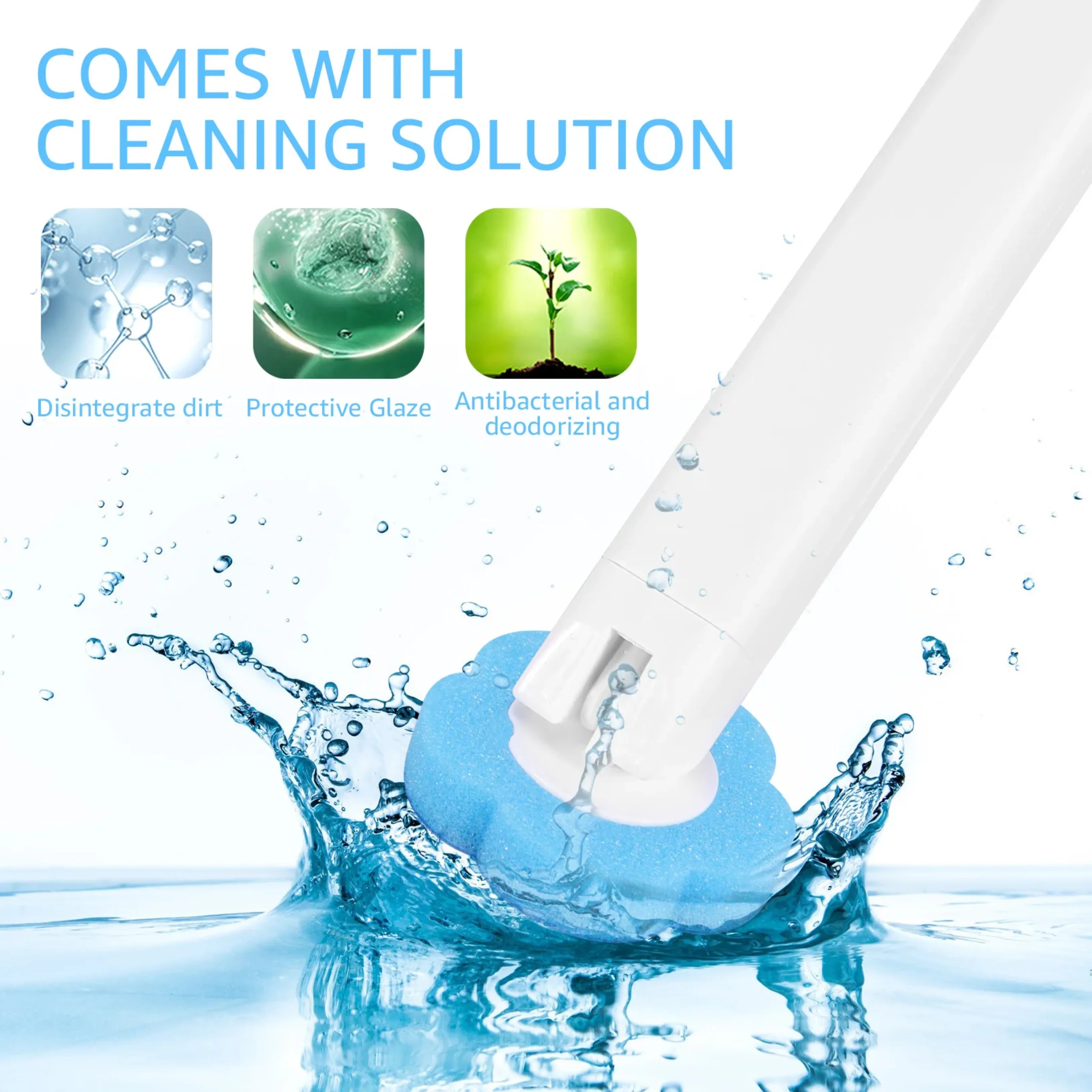 Velroxa Touch-Free Disposable Toilet Brush Kit with Wand and Refill Heads
