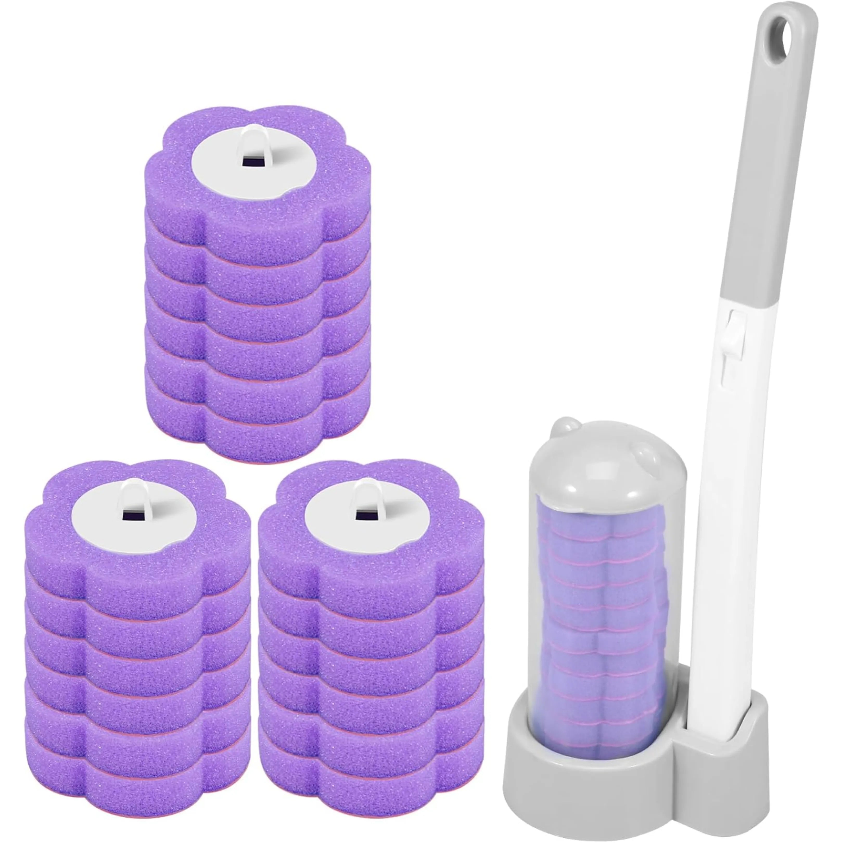 Velroxa Touch-Free Disposable Toilet Brush Kit with Wand and Refill Heads