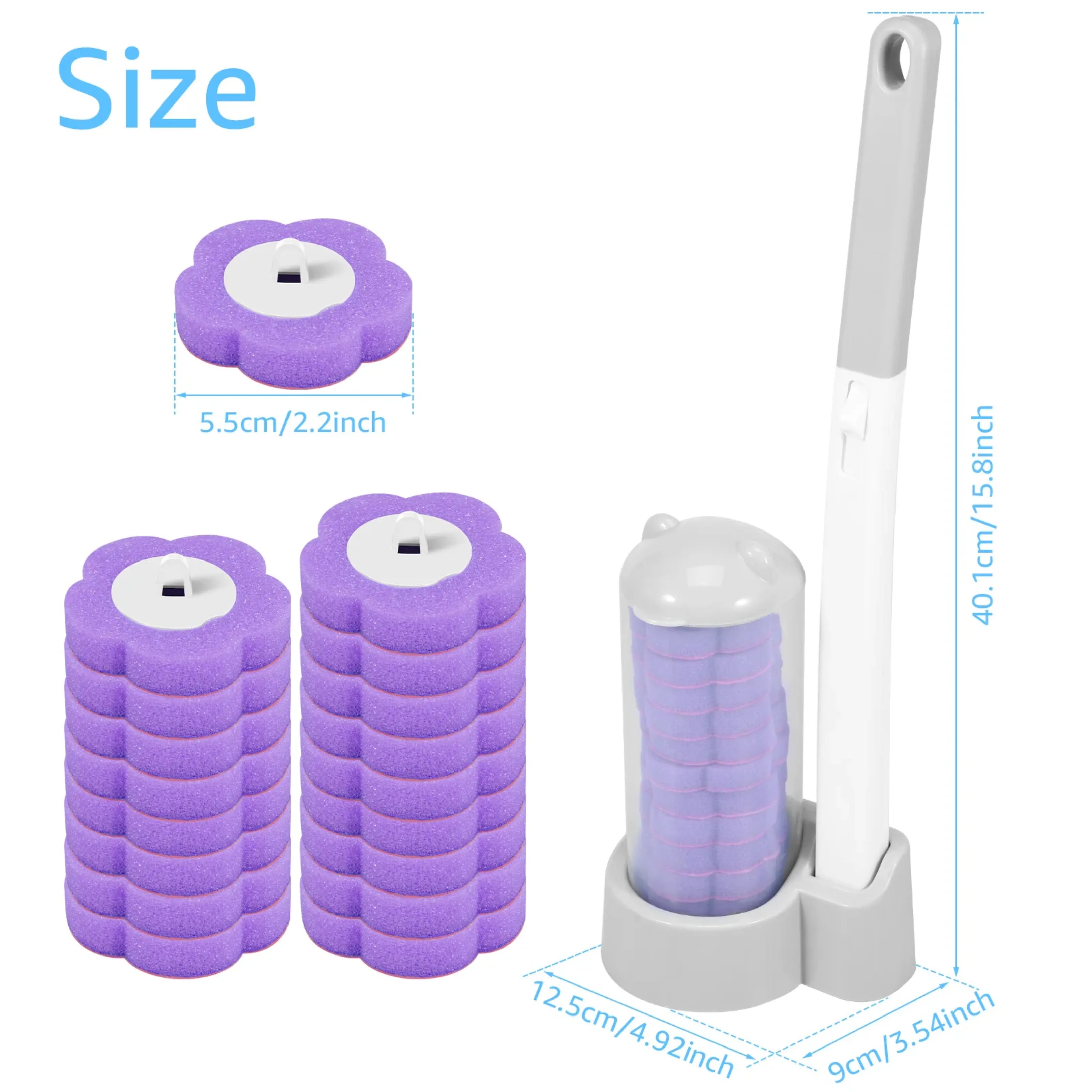 Velroxa Touch-Free Disposable Toilet Brush Kit with Wand and Refill Heads