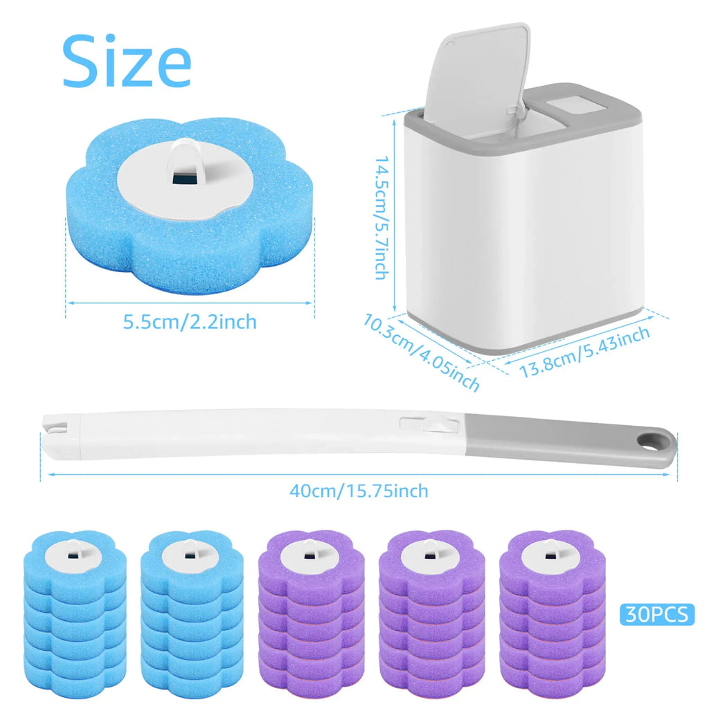 Velroxa Touch-Free Disposable Toilet Brush Kit with Wand and Refill Heads