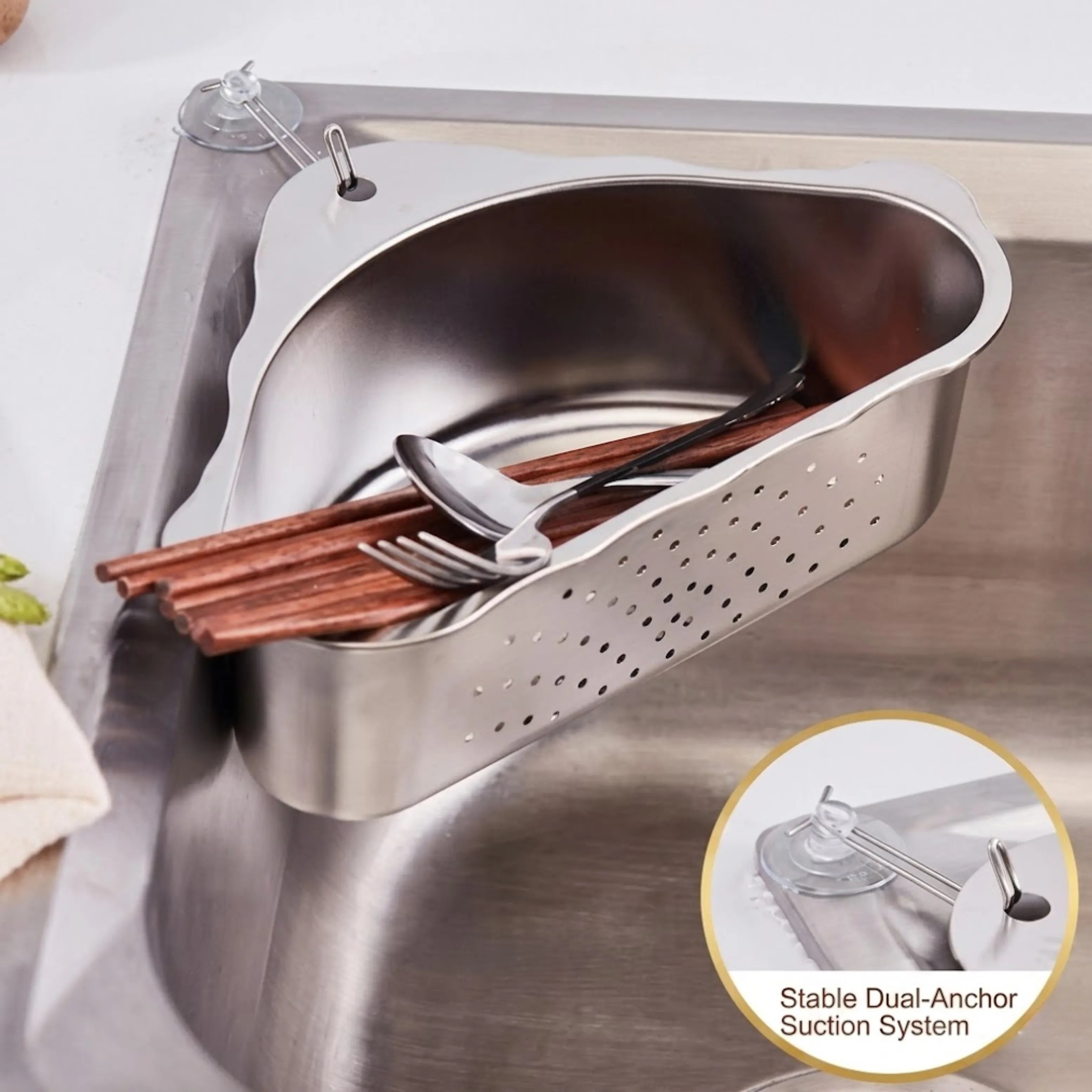 Velroxa Corner Sink Strainer & Organizer