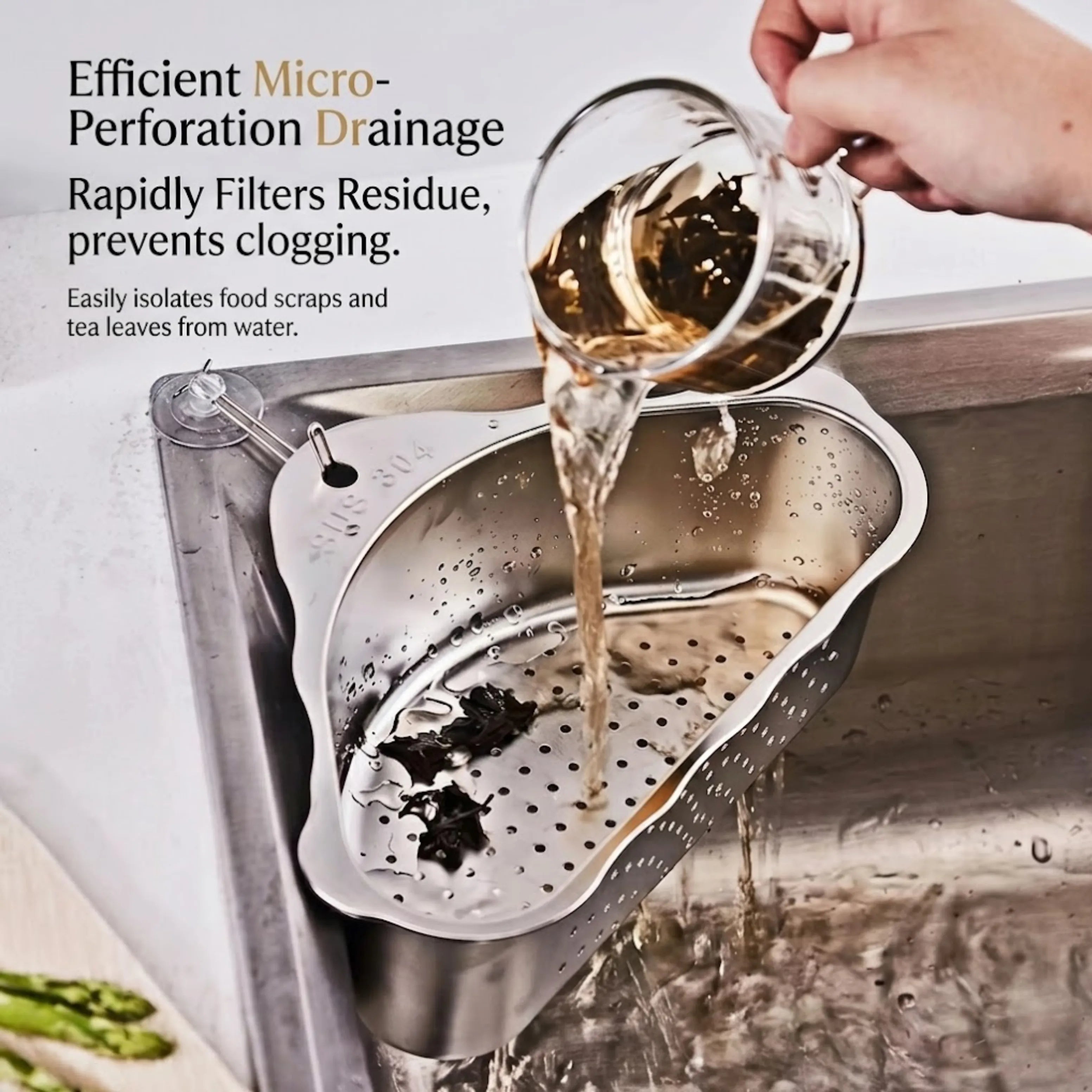 Velroxa Corner Sink Strainer & Organizer