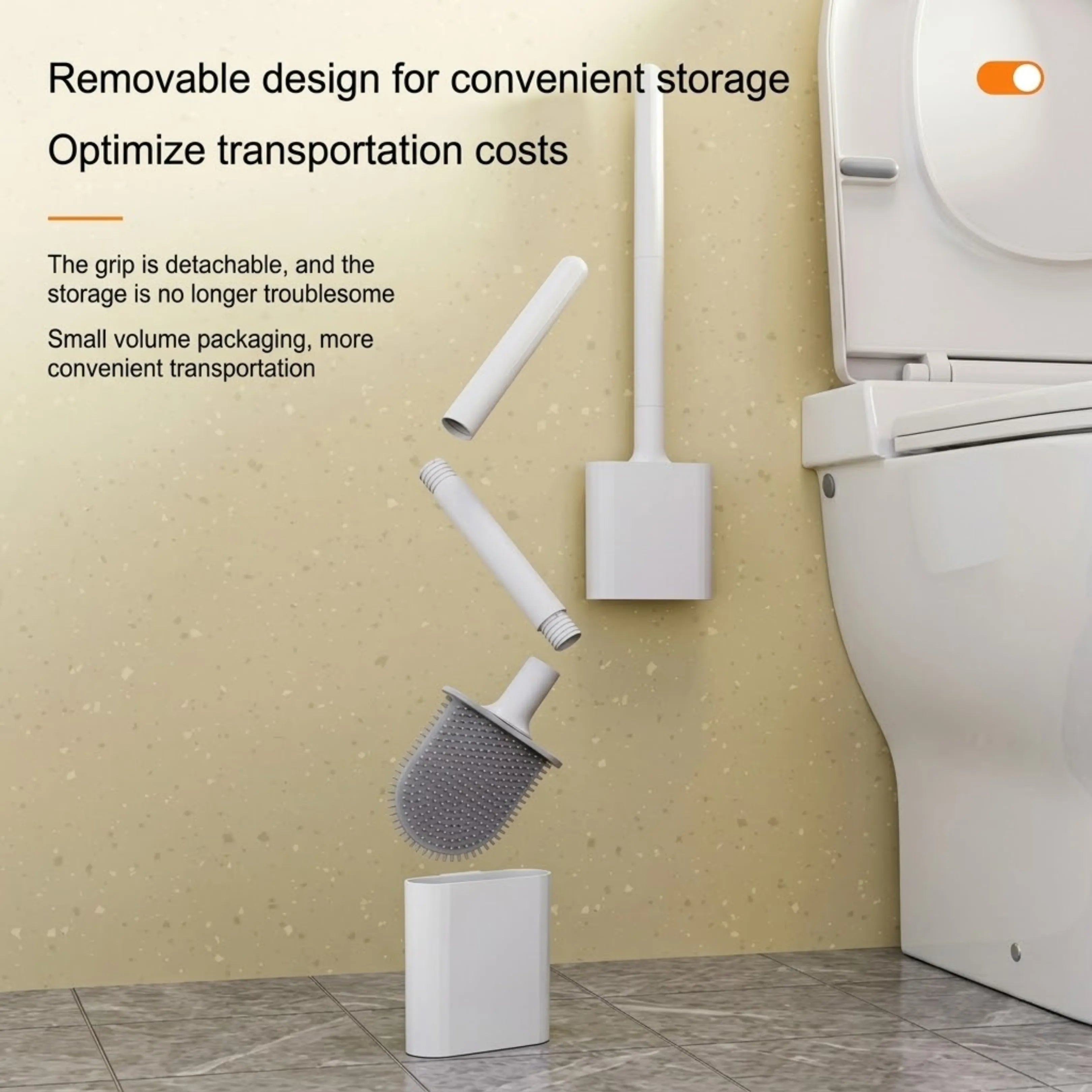 Velroxa Silicone Toilet Brush with Holder