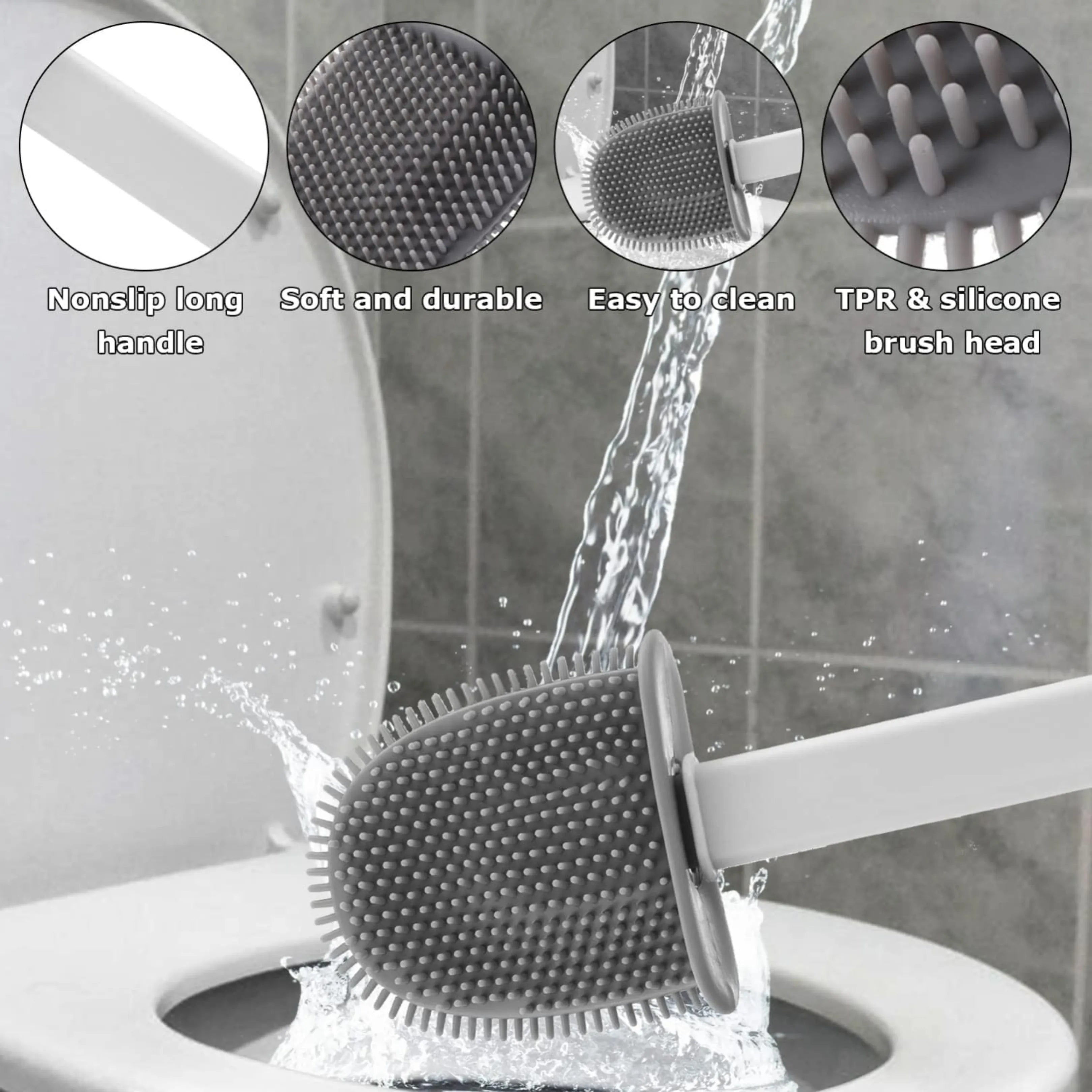 Velroxa Silicone Toilet Brush with Holder
