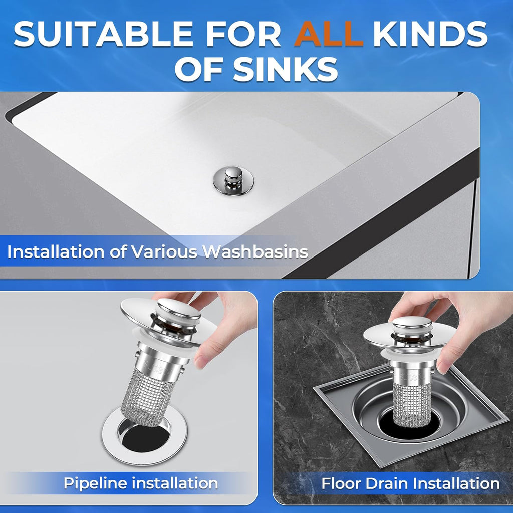 Velroxa 2-in-1 Pop-Up Sink Strainer