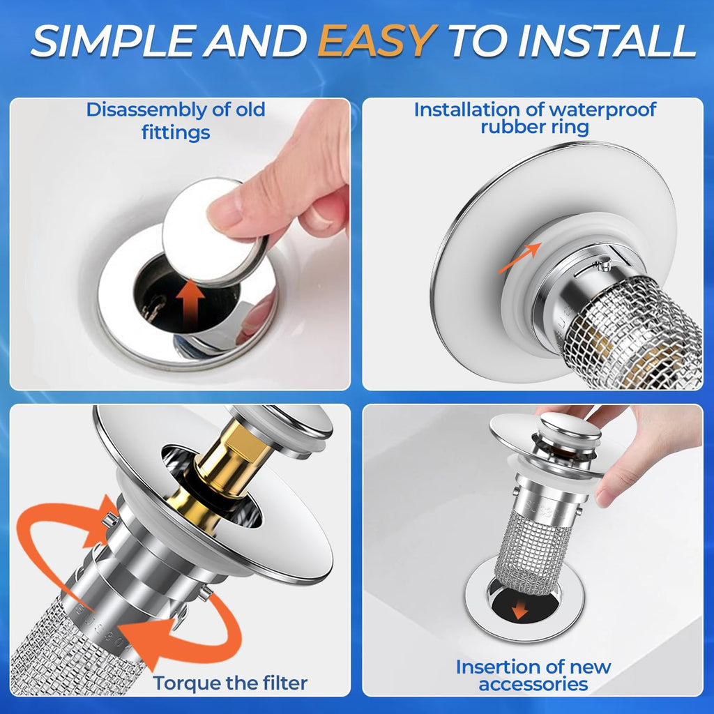Velroxa 2-in-1 Pop-Up Sink Strainer