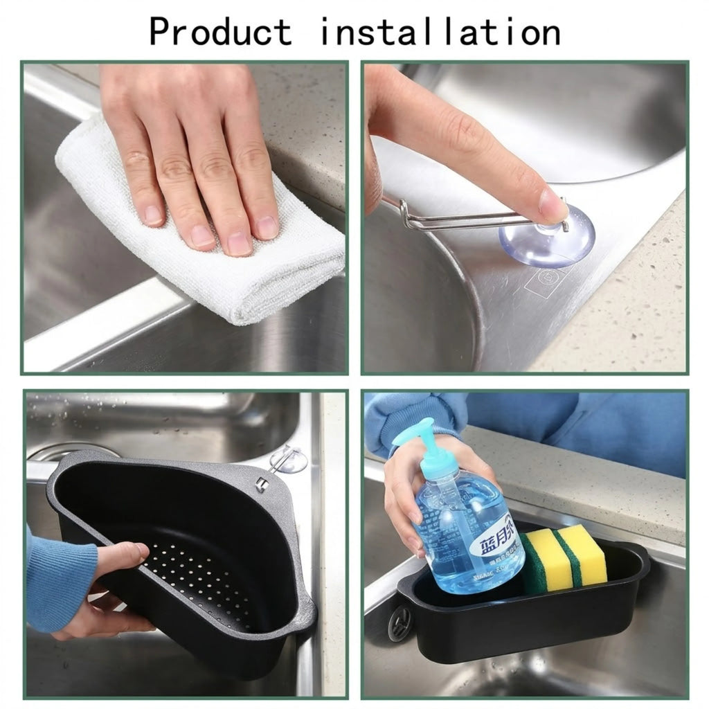 Velroxa Corner Sink Strainer & Organizer